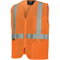 6943 Flame-Resistant Mesh Safety Vest, High Visibility Orange, Small, Polyester Action Paper