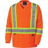 6984 Traffic Micro Mesh Long-Sleeved Safety Shirt, Small, High Visibility Orange Action Paper