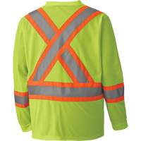 6985 Traffic Micro Mesh Long-Sleeved Safety Shirt, Small, High Visibility Lime-Yellow Action Paper