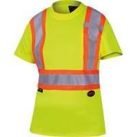 6949 Women's Bird's-Eye Safety T-Shirt, Polyester, X-Small, High Visibility Lime-Yellow Action Paper
