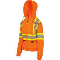 6924W Women's Fleece Hoodie with Zipper, Polyester, X-Small, High Visibility Orange Action Paper