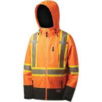5220 Manteau de s&eacute;curit&eacute; imperm&eacute;able &agrave; coquille souple de premi&egrave;re qualit&eacute;, Polyester, Orange haute visibilit&eacute;, 2T-Grand Action Paper