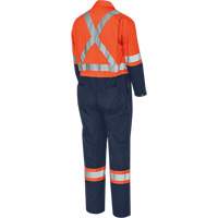 5514BB 2-Tone Safety Coveralls with Zipper Closure, 36, High Visibility Orange/Navy Blue Action Paper