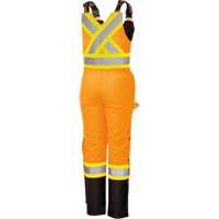 5040BBW Women's High-Visibility Waterproof Safety Overalls, Polyester, X-Small, Black/High Visibility Orange Action Paper