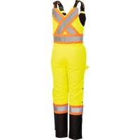 5041BBW Women's High-Visibility Waterproof Safety Overalls, Polyester, X-Small, Black/High Visibility Lime-Yellow Action Paper