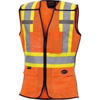 486 Women's High-Visibility Safety Tear-Away Vest, High Visibility Orange, X-Small, Polyester Action Paper