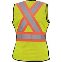 489 Women's High-Visibility Safety Tear-Away Vest, High Visibility Lime-Yellow, X-Small, Polyester Action Paper