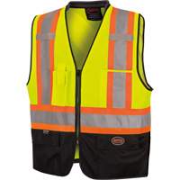 6895 High-Visibility Zip Front Bi-Colour Safety Vest, Black/High Visibility Lime-Yellow, 2X-Large/3X-Large, Polyester Action Paper