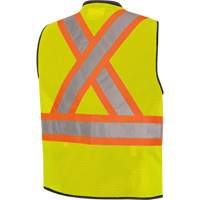 6895 High-Visibility Zip Front Bi-Colour Safety Vest, Black/High Visibility Lime-Yellow, 2X-Large/3X-Large, Polyester Action Paper
