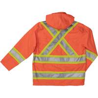 Ripstop Safety Rain Jacket, Polyester, X-Small, High Visibility Orange Action Paper