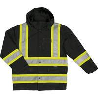 Ripstop Safety Rain Jacket, Polyester, X-Small, Black Action Paper