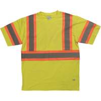 Short Sleeve Safety T-Shirt, Cotton, X-Small, High Visibility Lime-Yellow Action Paper