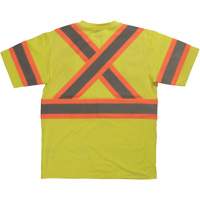 Short Sleeve Safety T-Shirt, Cotton, X-Small, High Visibility Lime-Yellow Action Paper