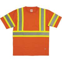 Short Sleeve Safety T-Shirt, Cotton, X-Small, High Visibility Orange Action Paper