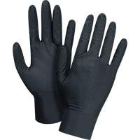 Gants d'examen de poids lourd &agrave; prise tactile, T-Grand, Nitrile, 8 mils, Sans poudre, Noir Action Paper