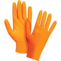 Gants d'examen de poids lourd &agrave; prise tactile, T-Grand, Nitrile, 8 mils, Sans poudre, Orange Action Paper