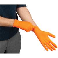 Gants d'examen de poids lourd &agrave; prise tactile, T-Grand, Nitrile, 8 mils, Sans poudre, Orange Action Paper