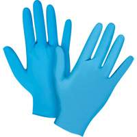 Vending Pack Disposable Gloves, Small, Nitrile, 4.5-mil, Powder-Free, Blue, Class 2 Action Paper