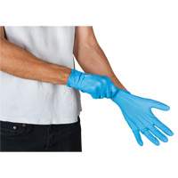 Vending Pack Disposable Gloves, Small, Nitrile, 4.5-mil, Powder-Free, Blue, Class 2 Action Paper