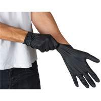 Vending Pack Disposable Gloves, Small, Nitrile, 5-mil, Powder-Free, Black, Class 2 Action Paper