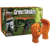 Green Monkey Disposable Gloves, Small, Nitrile, 6-mil, Powder-Free, Orange Action Paper