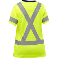 Chemise &agrave; manches courtes et X au dos Bisley pour femmes, Poly-coton, Petit, Jaune lime haute visibilit&eacute; Action Paper