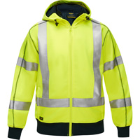 Bisley&reg; X-Back Full Zip Hooded Sweatshirt with Sherpa Lining, Small, High Visibility Lime-Yellow Action Paper