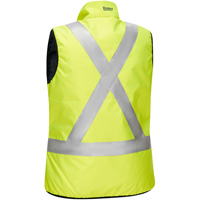 Veste bouffante, enveloppante et r&eacute;versible avec X au dos Bisley pour femmes, Jaune lime haute visibilit&eacute;, Petit, Polyester Action Paper