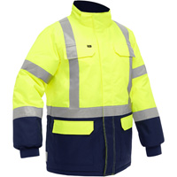 Bisley&reg; X-Back Extreme Cold Jacket with Navy Bottom, Polyester, High Visibility Lime-Yellow, Small Action Paper