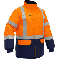 Bisley&reg; X-Back Extreme Cold Jacket with Navy Bottom, Polyester, High Visibility Orange, Small Action Paper