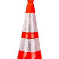 Premium Traffic Cone, 28", Orange, 4" & 6" Reflective Collar(s) Action Paper