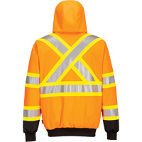 Contrast-Striped Safety Hoodie, Small, Black/High Visibility Orange Action Paper
