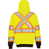 Contrast-Striped Safety Hoodie, Small, Black/High Visibility Lime-Yellow Action Paper