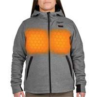 M12 Heated Hoodie with Battery, Women's, Medium, Grey, Poly-Cotton Action Paper