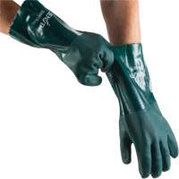 Gants verts &agrave; double enduit, 14" lo, PVC, Doublure en Jersey de coton, 70 mils Action Paper