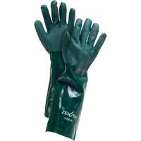 Double Dipped Green Gloves, 18" L, PVC, Cotton Jersey Inner Lining, 70-mil Action Paper