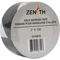 Aisle Marking Tape, 2" x 108', PVC, Black and White Action Paper