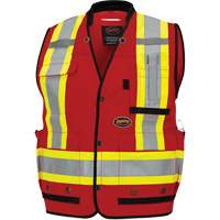 6678 High-Visibility Antimicrobial Mesh-Back Surveyor Vest, Red, Small, Polyester Action Paper