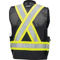 6679 High-Visibility Antimicrobial Mesh-Back Surveyor Vest, Black, Small, Polyester Action Paper
