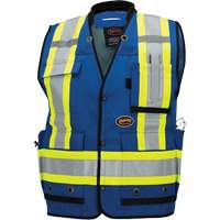 6681 High-Visibility Antimicrobial Mesh-Back Surveyor Vest, Royal Blue, Small, Polyester Action Paper