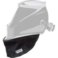 Split Leather Helmet Bib with Press Fit Seal, Black Action Paper