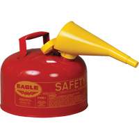 Safety Can for Flammables with Funnel, Type I, Galvanized Steel, 2.5 US gal., Red, FM Approved/UL/ULC Listed Action Paper
