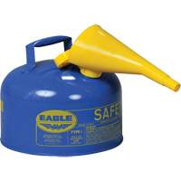 Safety Can for Kerosene with Funnel, Type I, Galvanized Steel, 2.5 US gal., Blue, FM Approved/UL/ULC Listed Action Paper