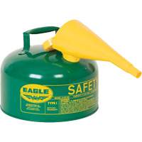 Safety Can for Combustibles with Funnel, Type I, Galvanized Steel, 2.5 US gal., Green, FM Approved/UL/ULC Listed Action Paper