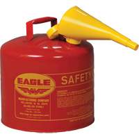 Safety Can for Flammables with Funnel, Type I, Galvanized Steel, 5 US gal., Red, FM Approved/UL/ULC Listed Action Paper