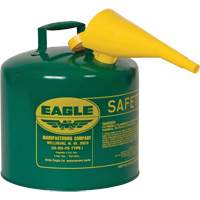 Safety Can for Combustibles with Funnel, Type I, Galvanized Steel, 5 US gal., Green, FM Approved/UL/ULC Listed Action Paper