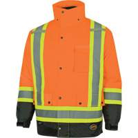 5056 Pioneer&reg; Yukon 7-in-1 Waterproof Winter Safety Parka, Polyester, Black/High Visibility Orange, X-Small Action Paper