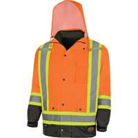 5056 Pioneer&reg; Yukon 7-in-1 Waterproof Winter Safety Parka, Polyester, Black/High Visibility Orange, X-Small Action Paper