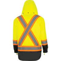 5057 Pioneer&reg; Yukon 7-in-1 Waterproof Winter Safety Parka, Polyester, Black/High Visibility Lime-Yellow, X-Small Action Paper