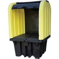 Yellow Roll Top Hardcover Spill Pallet, 65" L x 65" W x 101" H, 5000 lbs. Load Capacity Action Paper